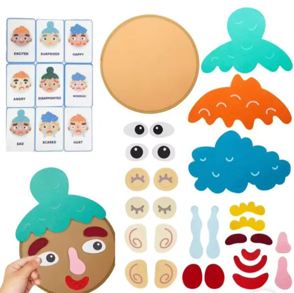Expressão Facial Montessori Jogo Educativo Quebra-cabeça - Imagem 2