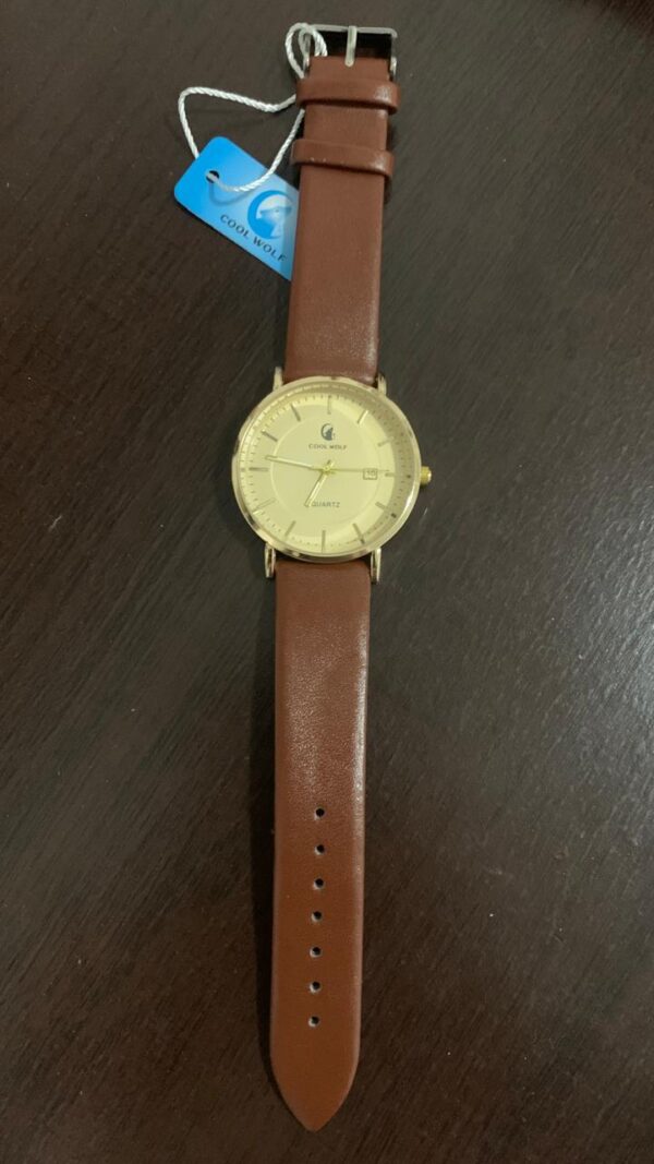 RELÓGIO SOCIAL COOL WOLF MASCULINO PULSEIRA EM COURO MINIMALISTA