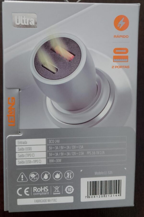 Carregador Carro 48w Usb-c Turbo + Usb Veicular Universal - Imagem 3