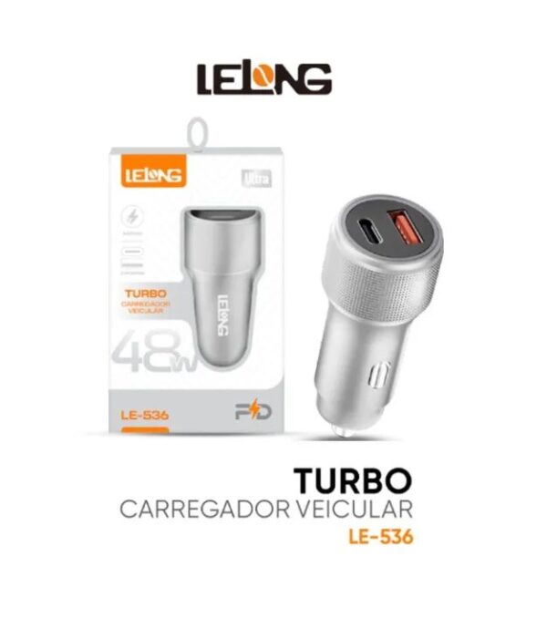 Carregador Carro 48w Usb-c Turbo + Usb Veicular Universal - Imagem 2