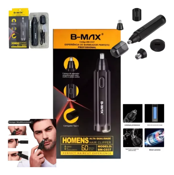 Maquininha Profissional Nariz Orelha Aparador de Cabelo  Removedor de Cabelo B-Max BM-C037
