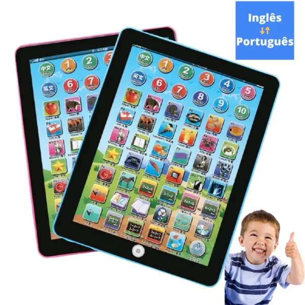 Tablet Didático Educativo Infantil Crianças Inglês/Português Montessori