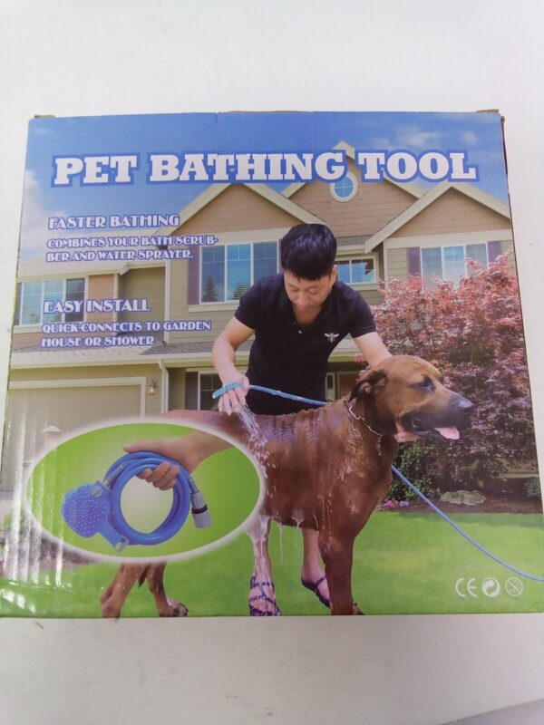 Mangueira Luva Banho Pet Caes Gatos Massageadora Escova Azul