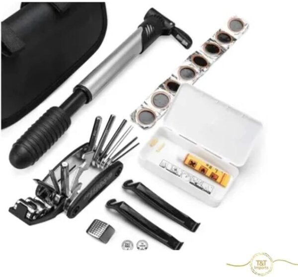 Kit Ferramentas Bike Chaves Remendo Reparo Pneu Bolsa Quadro - Imagem 2
