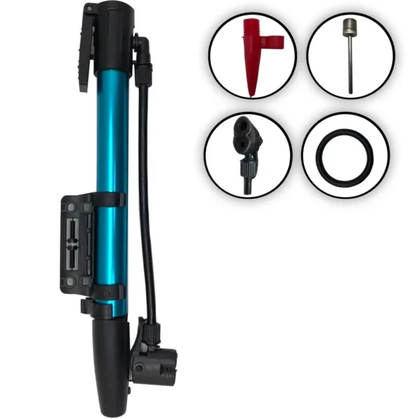 Bomba De Ar Bicicleta Bike Pneu Bola Com Trava E Bico - Imagem 4