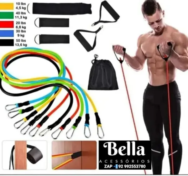 Kit de Bandas Elásticas para Treino - Power Resistance Bands - Imagem 4