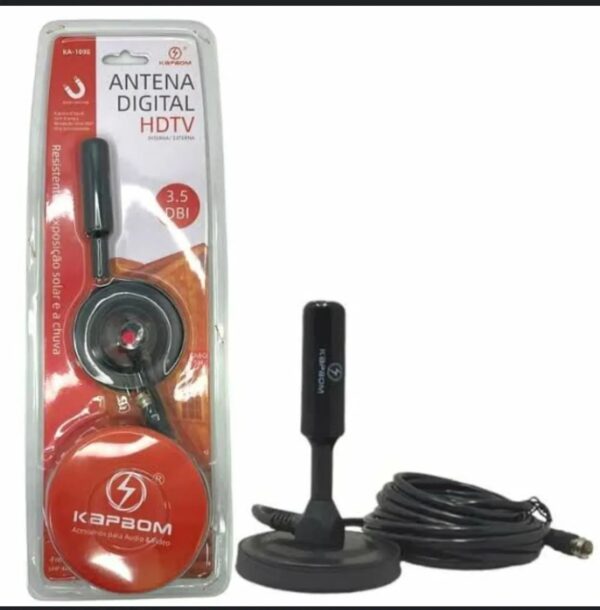 Antena Digital Interna E Externa Hdtv Base Magnética