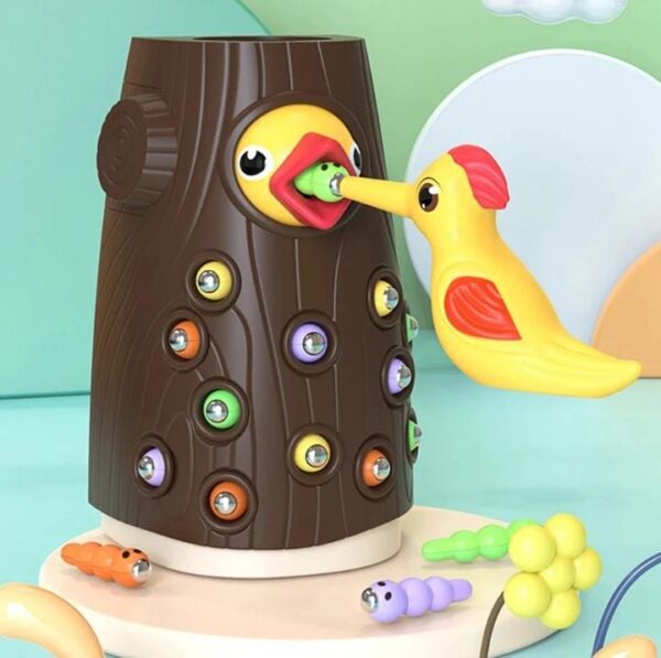 Pica Pau Pássaro Brinquedo Magnético Pega Minhocas - Imagem 3