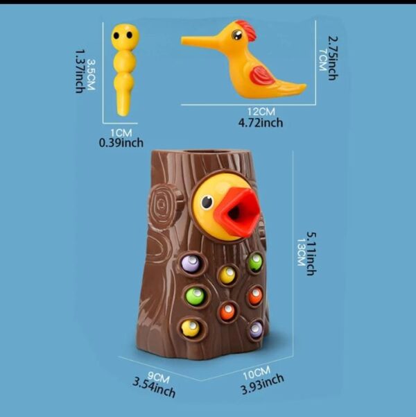 Pica Pau Pássaro Brinquedo Magnético Pega Minhocas - Imagem 2